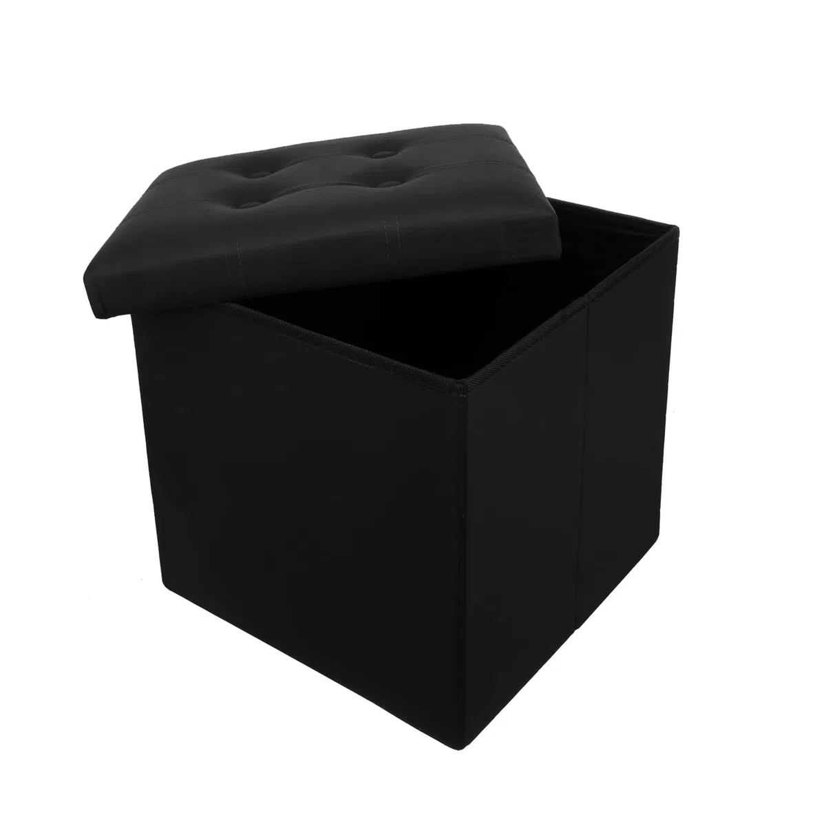 Ruhhy Pouf pieghevole, 54 l, in velluto, 60 x 30 x 30 cm, nero, portata fino a 80 kg, seduta e conservazione per soggiorno e camera da letto