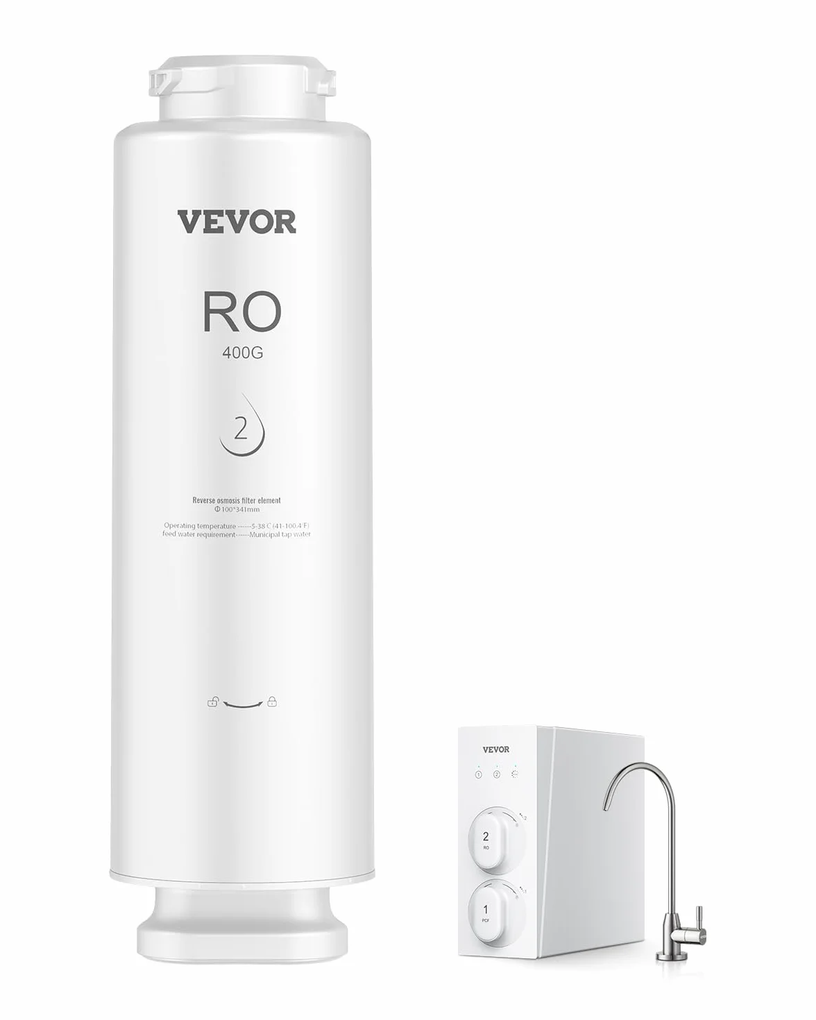 VEVOR Sistema di Osmosi Inversa Filtro di Ricambio per Osmosi Inversa a 9 Stadi da 400 GPD, Cartuccia Filtro RO per Tubo Idraulico Riduce Piombo, Cloro, Ruggine, Sostituzione per Filtro Osmosi