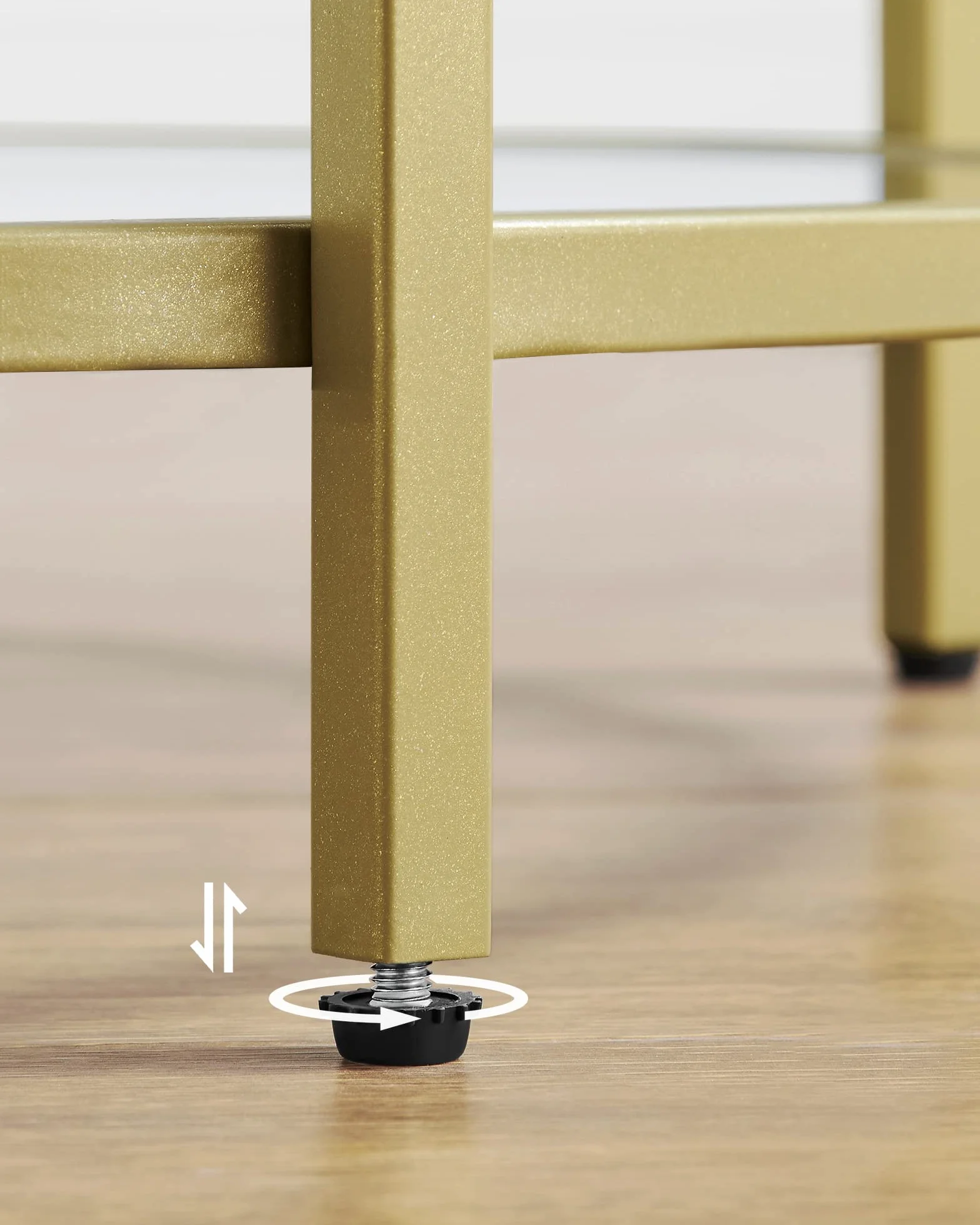 VASAGLE Tavolino Rotondo, Tavolino da Caffè, Struttura in Metallo, Comodino, Piano in Vetro Temperato, Tavolino da Divano per Soggiorno, Balcone, Dorato e Trasparente LGT20G