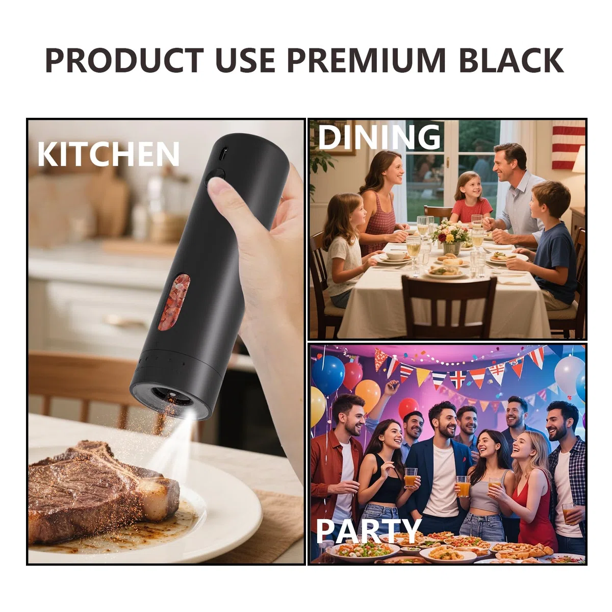 Set Macina Sale e Pepe Elettrico Ricaricabile, 110ML Capienza Grande, Regolazione Grana Esterna, LED, Macinapepe Cuore Ceramica, Nero