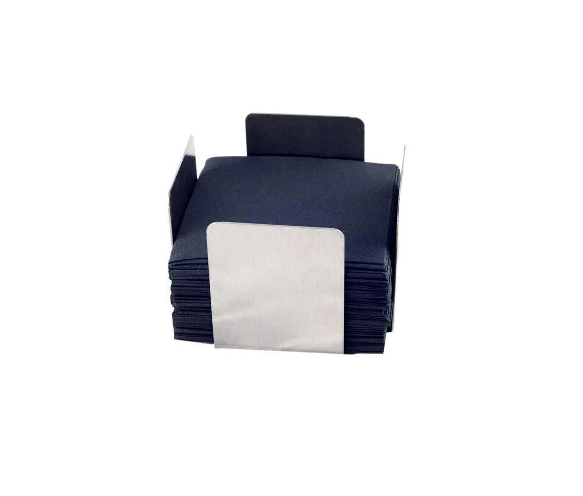 Hostelnovo - Portatovaglioli ideali per tovaglioli da cocktail - Portatovaglioli in acciaio inox - 11 x 11 x 7 cm - Confezione da 4 portatovaglioli, 200 tovaglioli neri in micropunto.