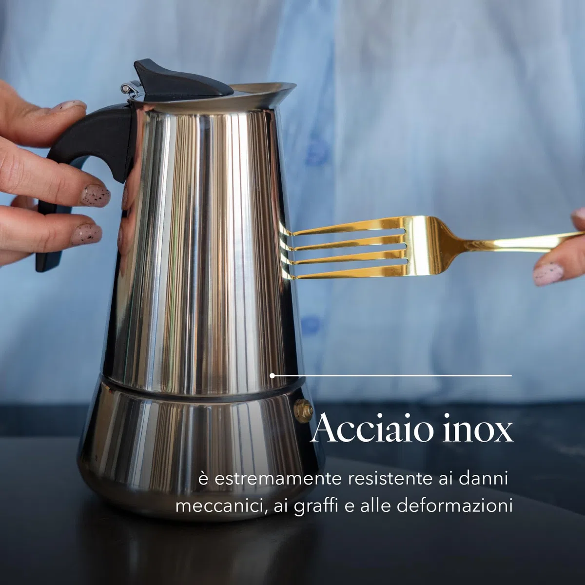 FLORINA Caffettiera 9 Tazze (450 ml) I Moka Induzione per Piano Cottura LINDA I Caffettiera in Acciaio Inossidabile con Manico Sagomato I Adatta a Tutti i Tipi di Fornelli e Induzione