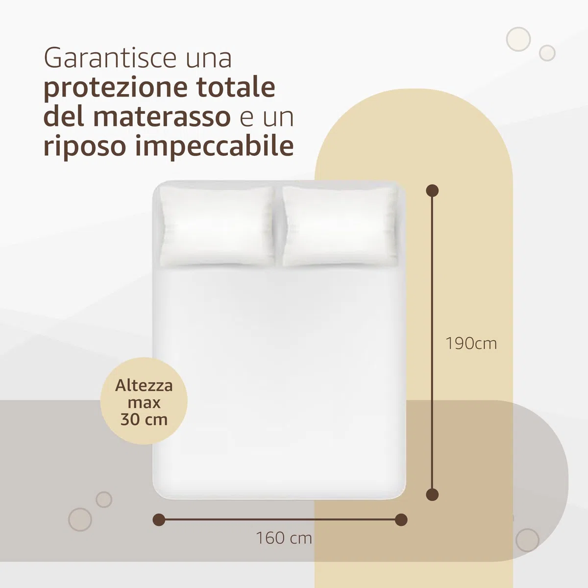 Copri Materasso Matrimoniale Elasticizzato in Cotone - Coprimaterasso Matrimoniale 160x190 - Copri Materasso Antiacaro Anallergico con Angoli
