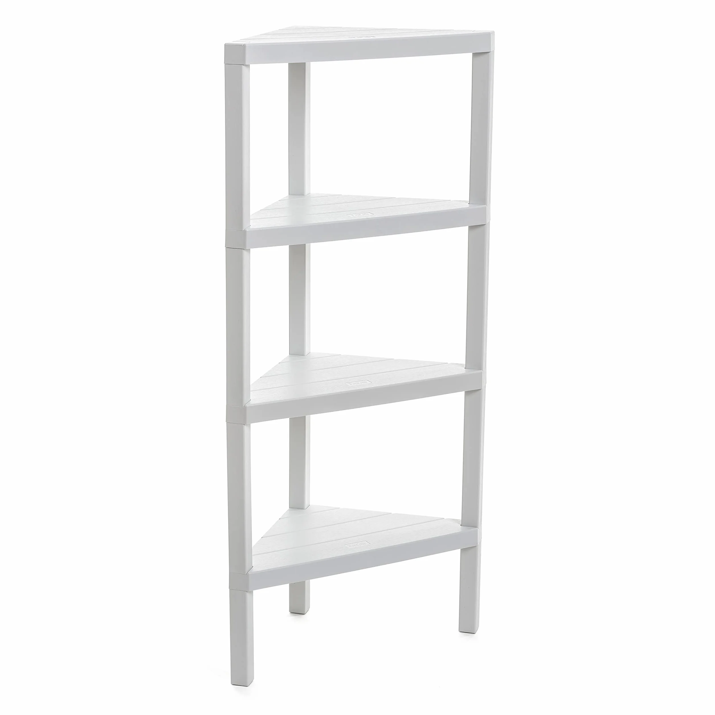 TATAY Scaffale Angolare Bagno a 4 Ripiani | Resistente all’Umidità | Inclusi Viti e Compatibile con Sistema Quick Fix | Per Interni ed Esterni | Portata fino a 32 kg – Modello Lombok – Bianco