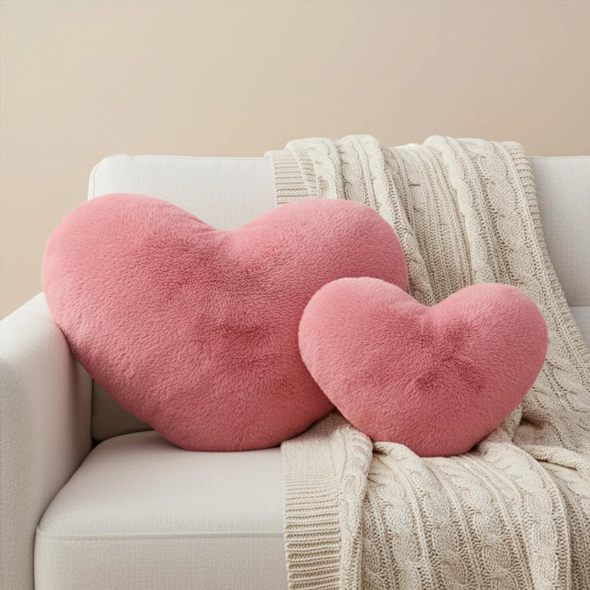 Cuscino Cuore Rosa Brillante, Cuscini Decorativi, Cuscino a Forma di Cuore Grande, Cuscini Divano Peluche, Cuscini Letto, Decorazioni Camera da Letto Bambini, 38 x 48 cm