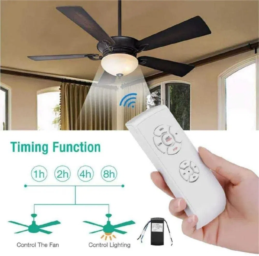 Wifi Ventilatore Lampada Telecomando Kit,Wireless Ricevitore e Trasmettitore con 3 Velocità e 4 Timer,Supporto Smart Life APP, Alexa e Google Home