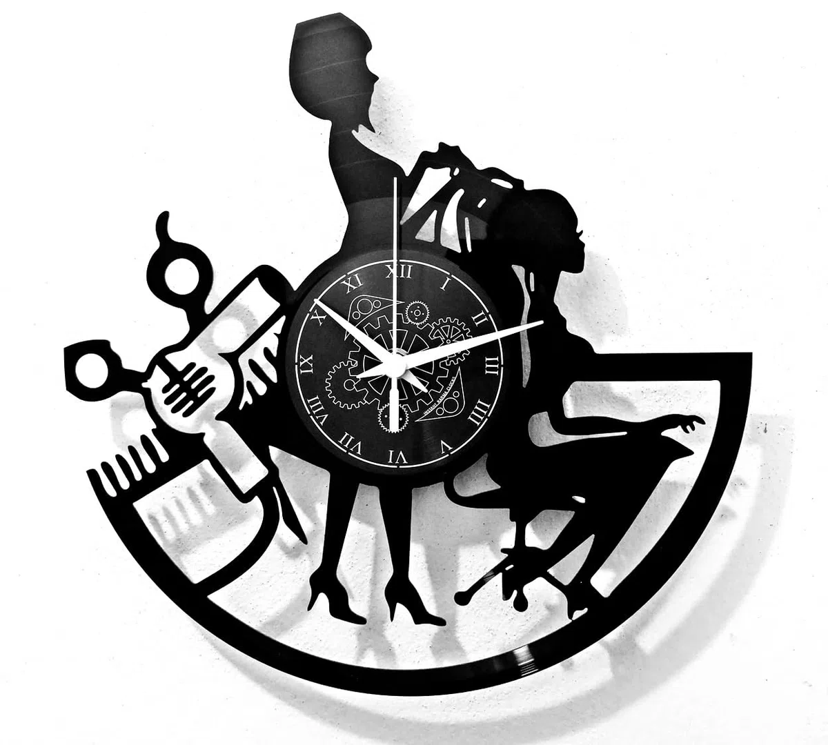Orologio da Parete Parrucchiera in Vinile | Decorazione Creativa per Salone di Bellezza Hairstylist e Amanti dell'Hair Design