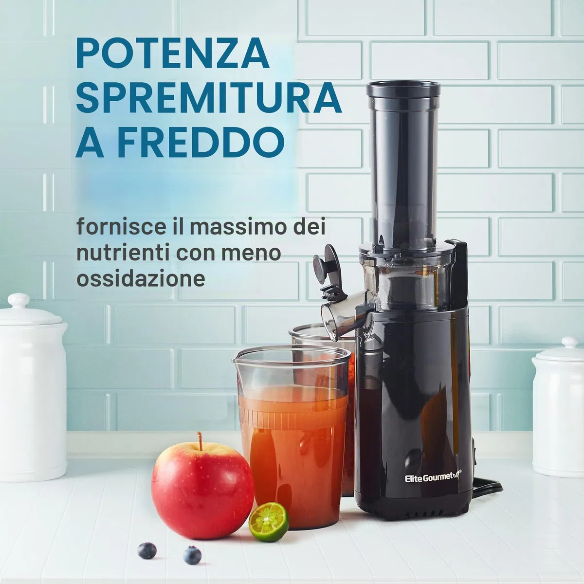 Elite Gourmet EJX600 spremiagrumi compatto da masticare, spremiagrumi a freddo, ricco di sostanze nutritive e vitamine, facile da pulire, 16 once, colore: antracite