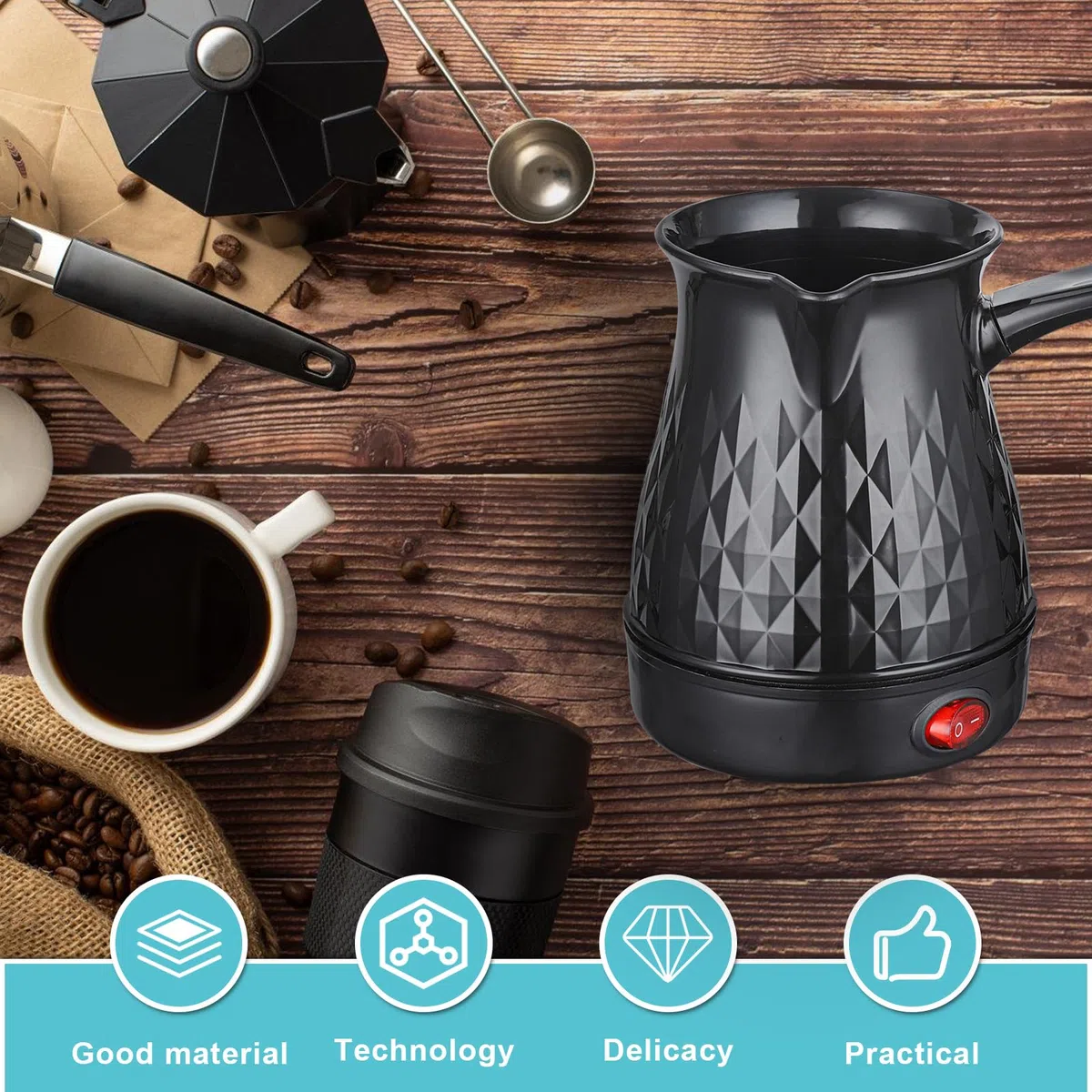 Caffettiera Turca Elettrica 500ML - 600W 220V Per Tacchino - Macchina Per Tè, Espresso e Latte Araba
