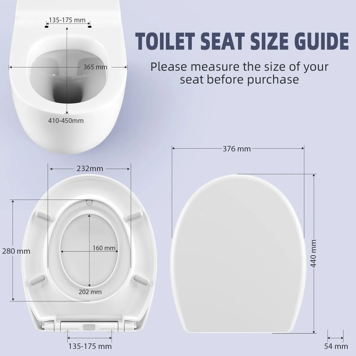 Copriwater per WC con chiusura rallentata, per bambini, con semplice montaggio per famiglie, coperchio e sedile in plastica rigida, coperchio a forma di O, bianco