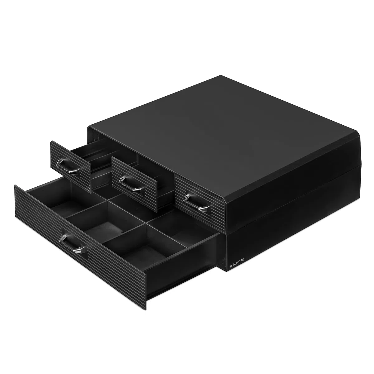 Navaris Cassetto Doppio Porta Cialde caffè - Contenitore per Capsule ESE e Accessori Zucchero Latte - Portacialde 4 Cassetti Macchina Espresso - Nero