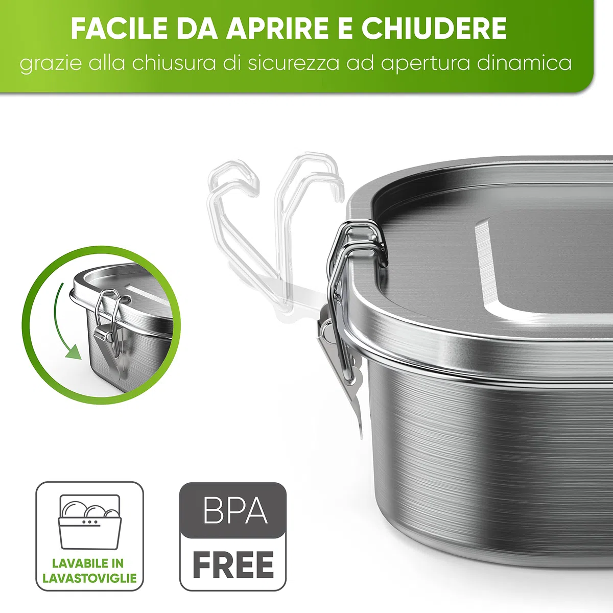 Blockhütte Lunch Box Acciaio Inox con 3 Scomparti Flessibili I 1400ml Contenitore Porta Pranzo acciaio I Bento Box, Portapranzo Ufficio, Schiscetta Pranzo per Adulti, Lunch Box ermetico