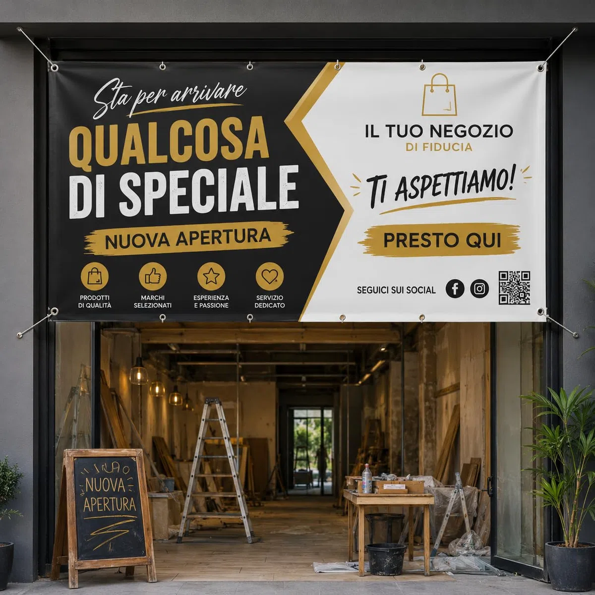 Banner PVC Personalizzato con Occhielli | Striscione Pubblicitario per Eventi, Compleanni, Negozi e Feste | Alta Qualità da Esterno