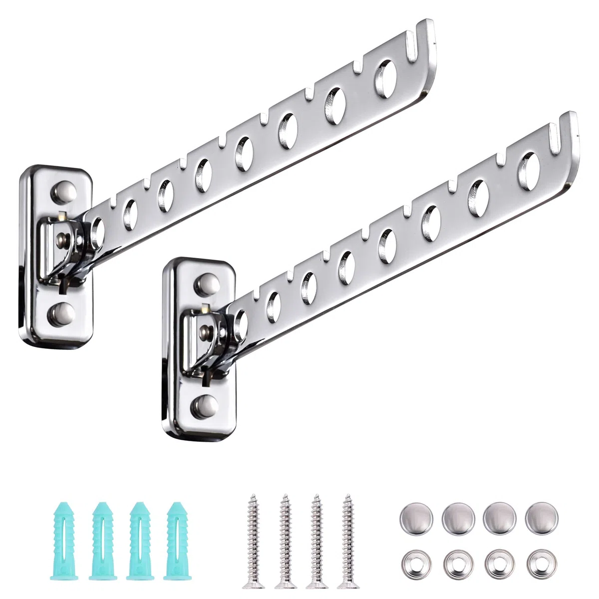 Laundry Hangers Wall Mount Clothes Hanger Rack Laundry Room Clothes Hanger Wall Mounted Clothes Rack Stainless Steel Clothes Hooks with Swing Arm Laundry Hanger Dryer Rack 2 Pack