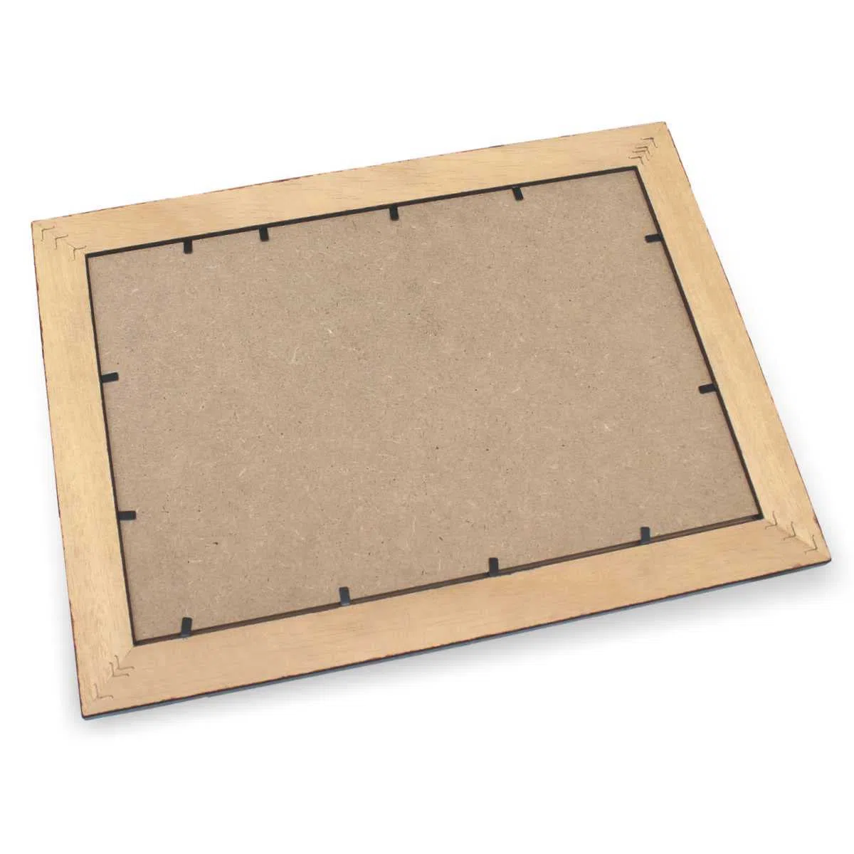 Vassoio in legno marrone con tela aida da ricamare a punto croce, finestrella 29x19