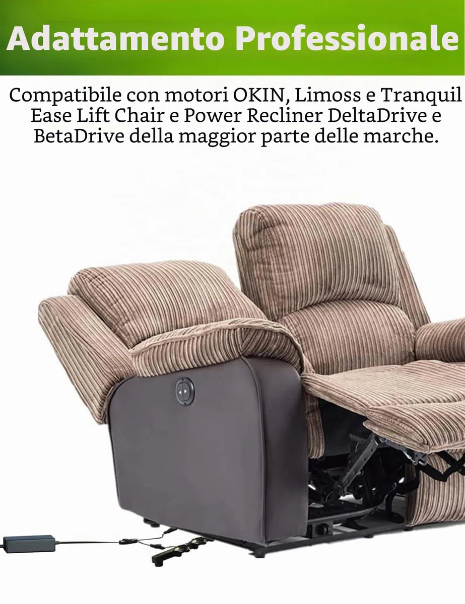 Lonnky Alimentatore rete 29V 2A AC/DC per ascensori recliner e divani elettrici, ricambio per OKIN, Limoss, Pride, Golden, La-Z-Boy, Med-Lift, Tranquil Ease, cavo motore 0,5m