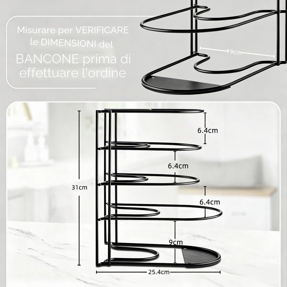 Organizer per pentole e pentole resistenti a 5 ripiani per conservare padelle in ghisa piastre e pentole poco profonde struttura in acciaio resistente salvaspazio per la cucina
