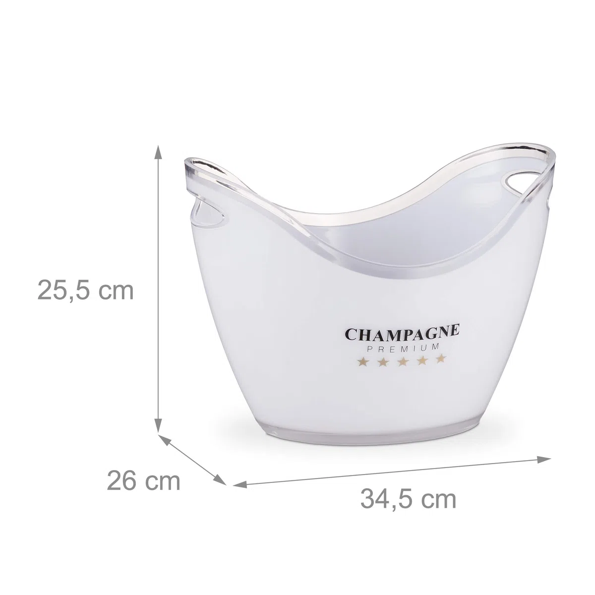 Relaxdays Secchio per il Ghiaccio, Champagne Premium, 6L di Volume, Portaghiaccio, Cestello, 25,5 x 34,5 x 26 cm, bianco