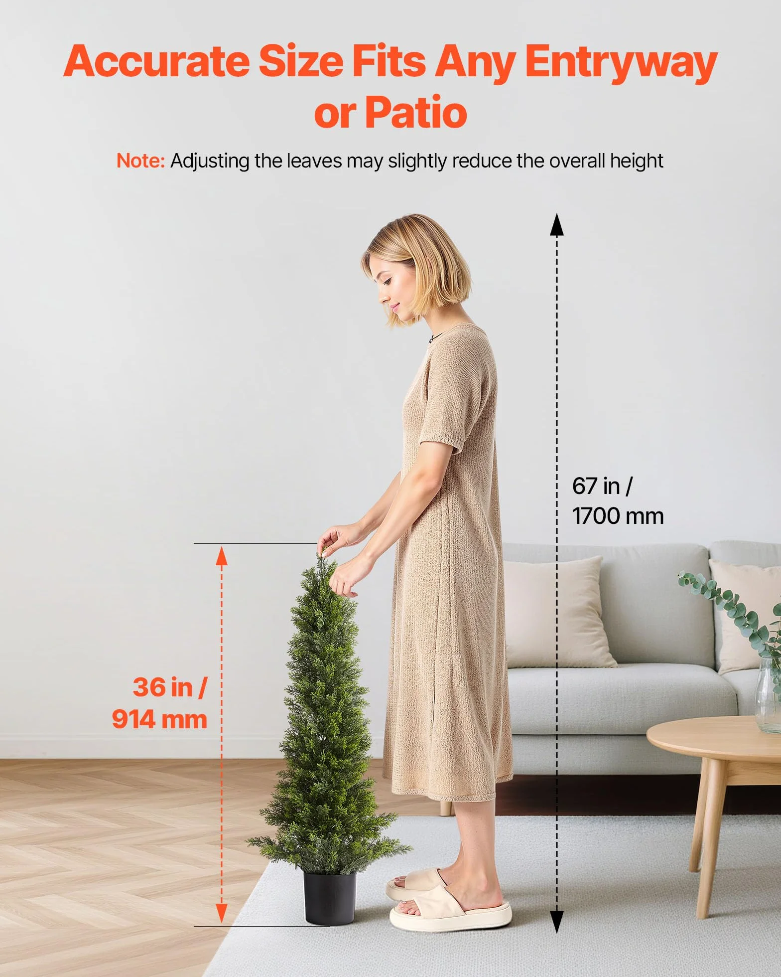 VEVOR Alberi di Cedro Artificiali Topiari, 2 Set da 914 mm, Arbusti di Pino Finto, Piante Finte di Seta dall'Aspetto Reale, Facile da Montare per Decorare Portico Anteriore, Patio Esterno, Giardino