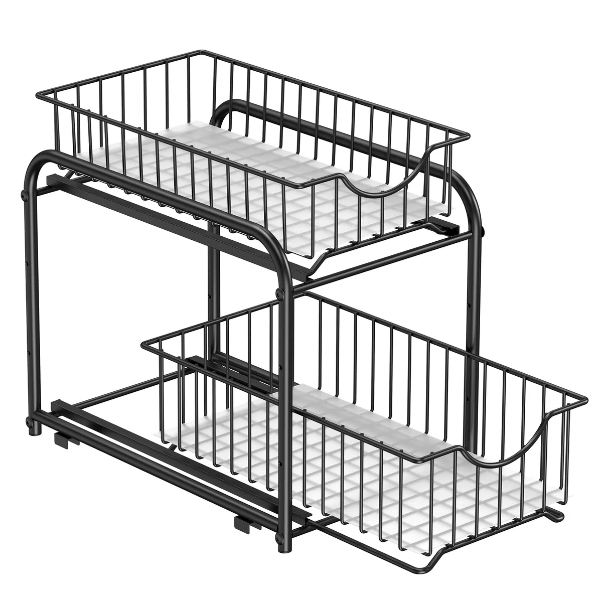 SONGMICS Organizzatore da Cucina, Scaffale a 2 Ripiani Estraibili per Armadietto, Organizzatore Impilabile Sottolavello con Cassetti Portaoggetti, per Cucina, Bagno, Nero Inchiostro KCS017B01V1