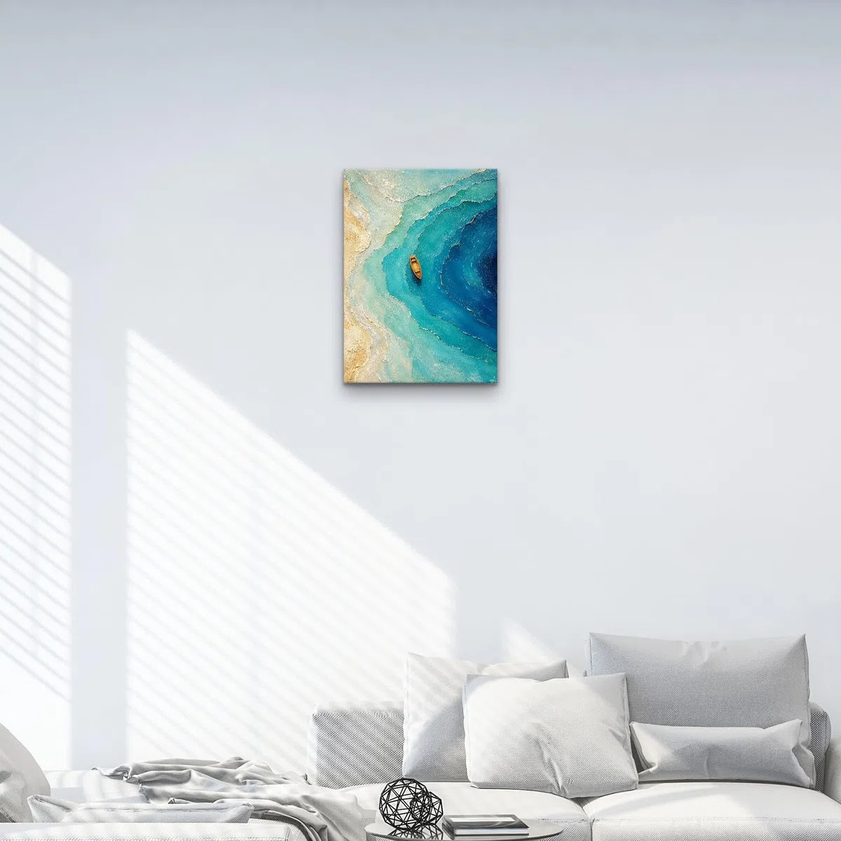 Giallobus - Quadro - 25 - Barca solitaria - Tela Canvas Telaio Standard - 35L x 50l cm - Pronto da appendere - Quadri moderni per la casa