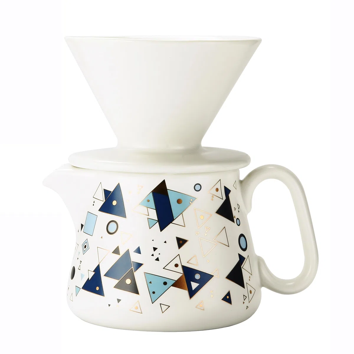 Macchina da caffè versare, gocciolatore in ceramica con 100 filtri di carta misura 02, server da caffè in ceramica con coperchio, 450 ml, adatto per 1-2 persone (bianco A)