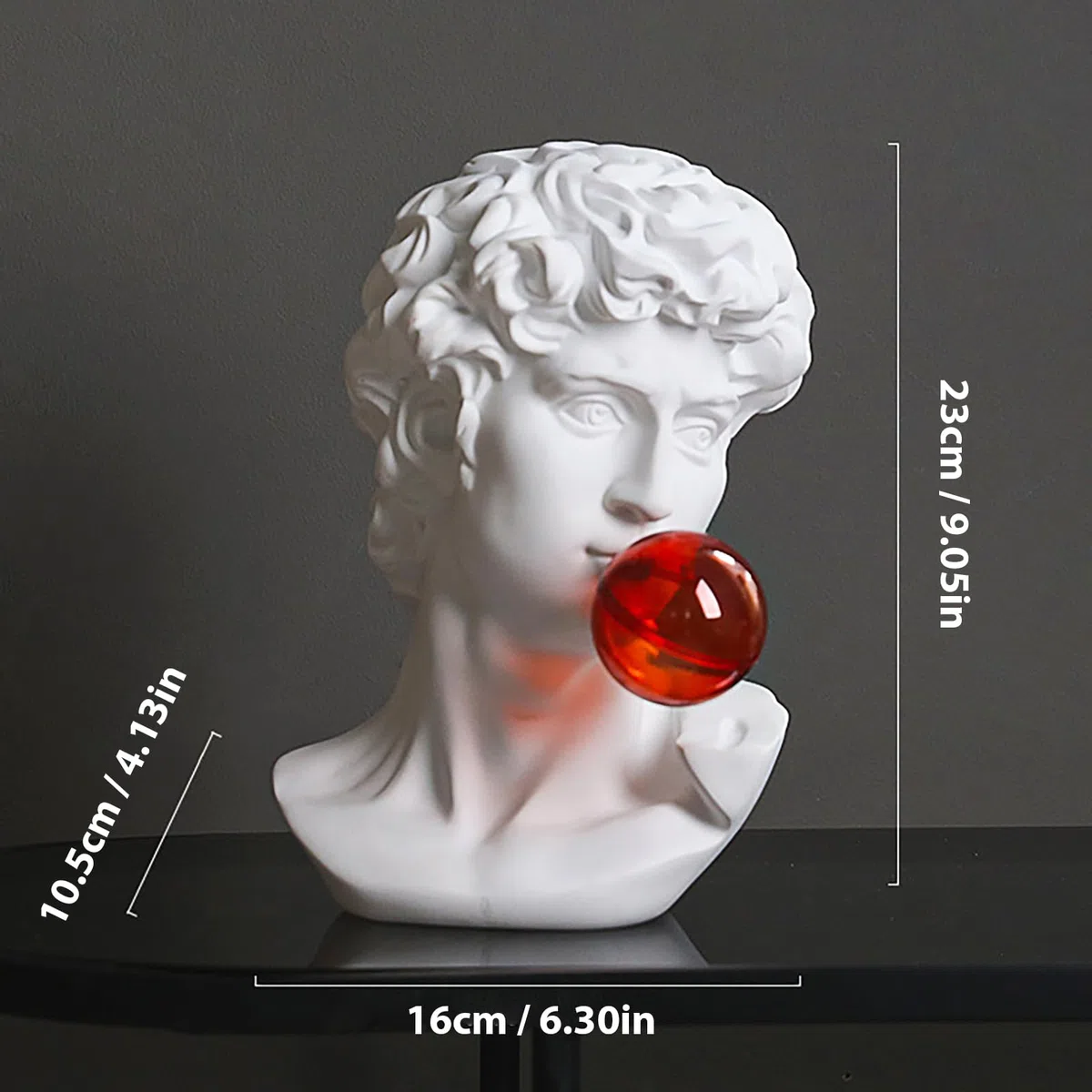 Statua a busto di David – Statua decorativa da scrivania in resina, scultura artistica di David | Figura unica in resina con finitura impermeabile, elegante ornamento multifunzionale per soggiorno