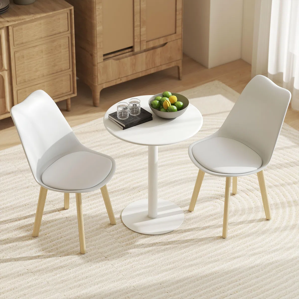 HOMCOM Tavolo da Pranzo Rotondo per 2 Persone dal Design Minimal, Tavolo Moderno in Acciaio, per Interno ed Esterno, Ø60x72 cm, Bianco