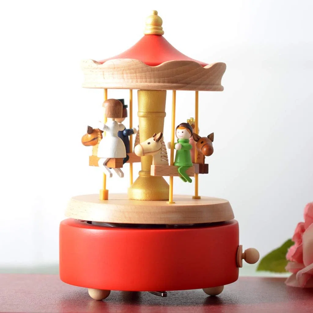 Scenari Innovativo Carillon di Legno, Premium Creativo Mano Manovella Artigianato in Legno Scatola di Musica Migliore Regalo e Decorazioni Idea per Il Compleanno, Natale - Famiglia Giostra