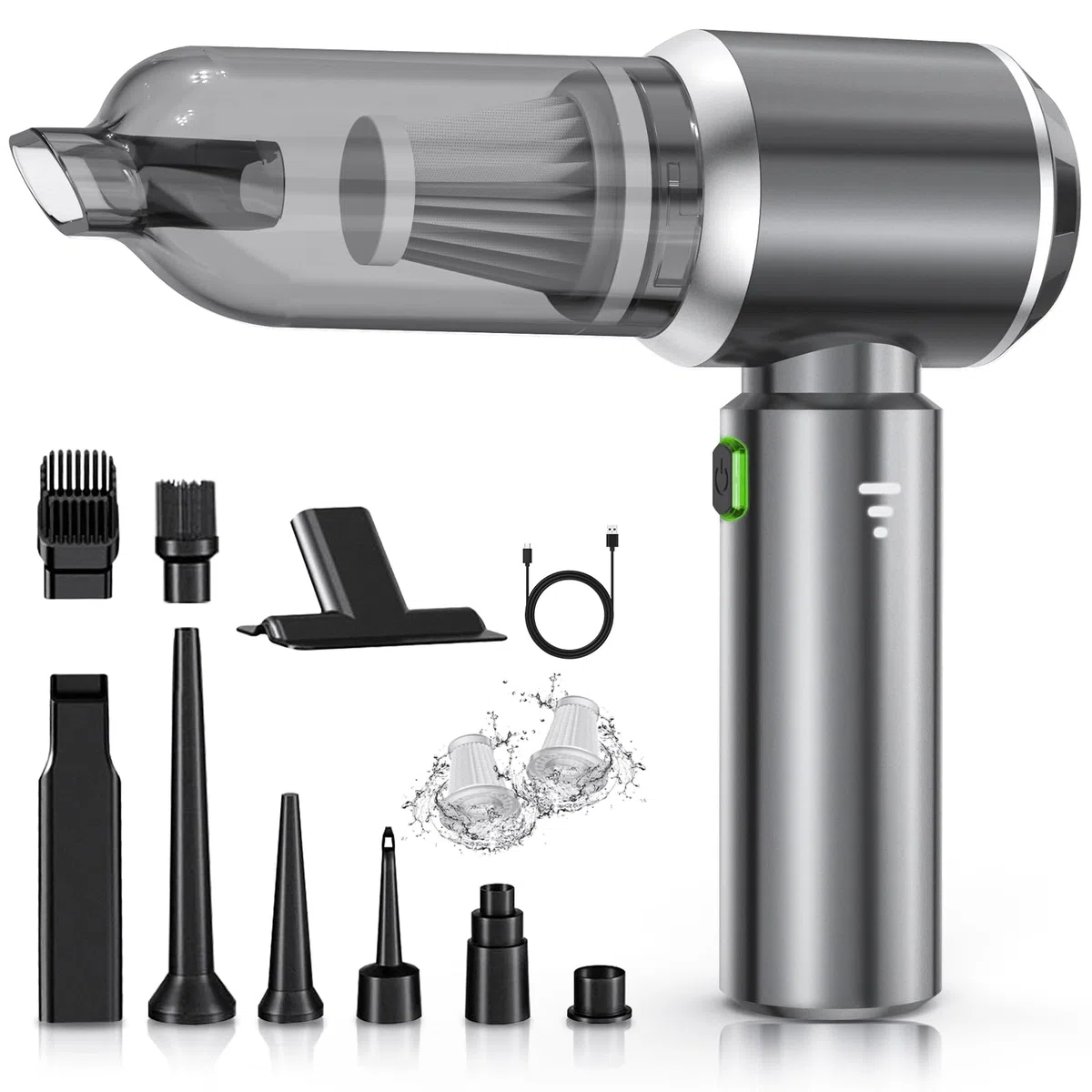 Aspirabriciole Senza Fili, 26000Pa Aspirapolvere Auto Portatile, Aspiratore e Soffiatore con Motore Brushless, Mini Aspirapolvere Potente per Auto Casa Ufficio Peli di Domestici