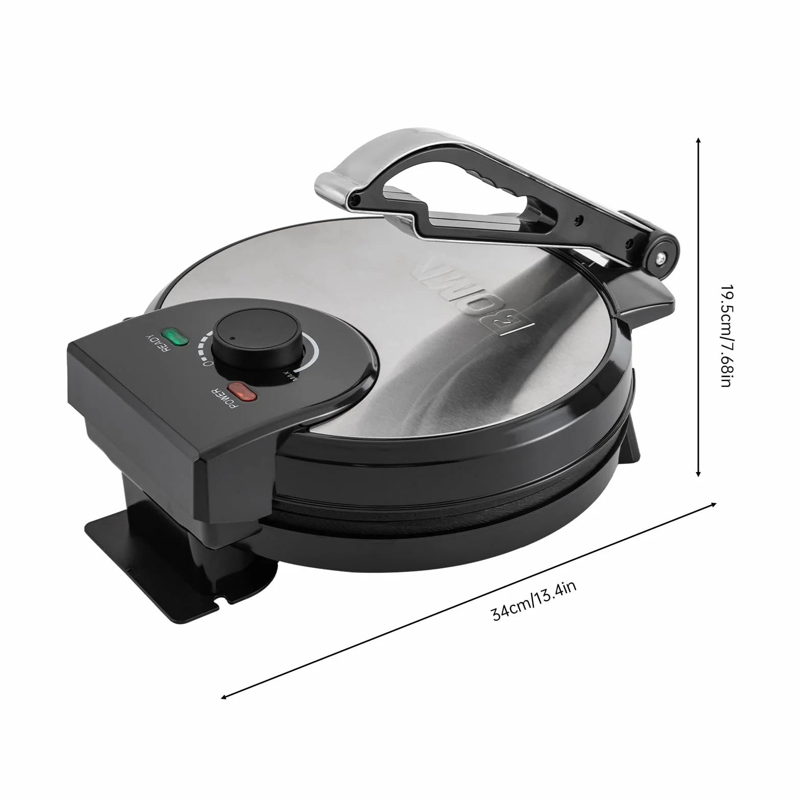 Roti Maker, 1200 W, riscaldamento elettrico a doppio lato in acciaio inox Tortilla Maker, pressa per farina di mais, rivestimento antiaderente, regolazione della temperatura, per tortillas,