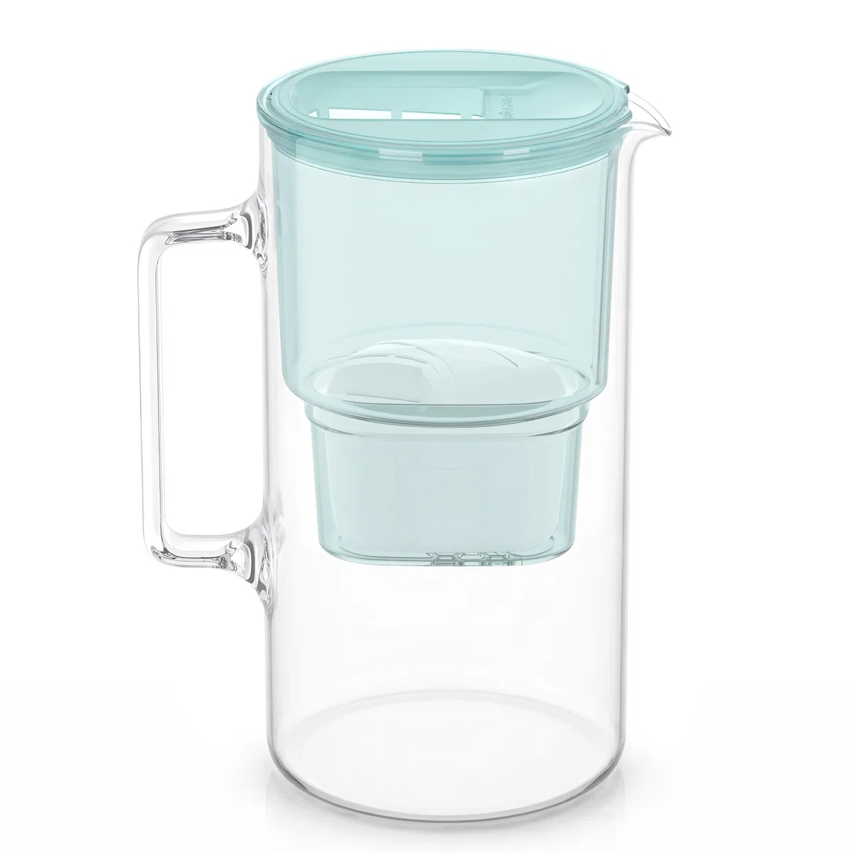 Wessper Caraffa Filtrante in Vetro 3L con 1 Cartuccia | Ricambio per Dafi Unimax Aquaphor A5 BRITA Maxtra+ PHILIPS AWP212/10 | Elimina Cloro, Impurità e Metalli Pesanti | Mint