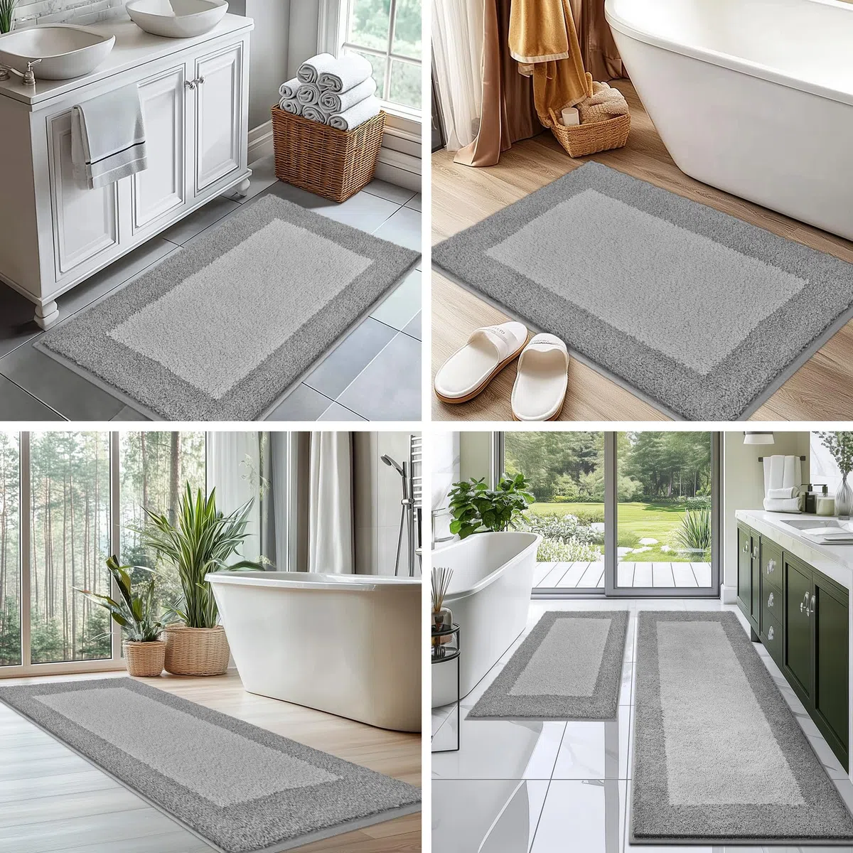 Tappetino da Bagno 60 x 90 cm, Antiscivolo, Lavabile, per Doccia, Vasca e Pavimento