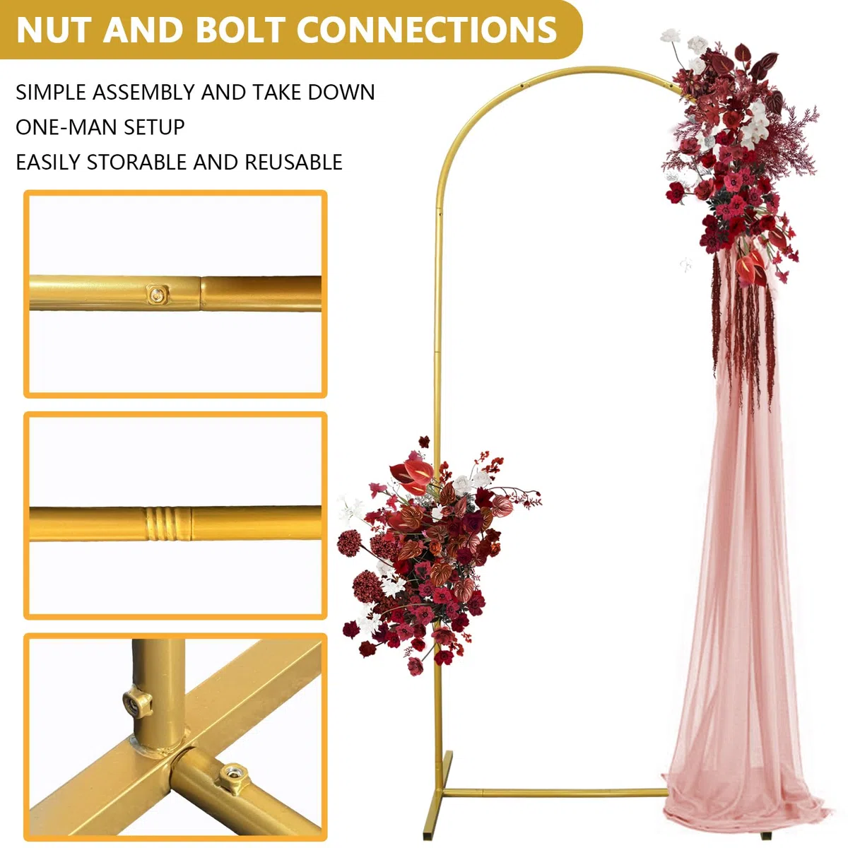 1,8 m x 0,8 m di supporto per arco nuziale con supporto a palloncino ad arco in metallo set per matrimoni, compleanni, feste, lauree, anniversari, celebrazioni di studio decorazione di sfondo