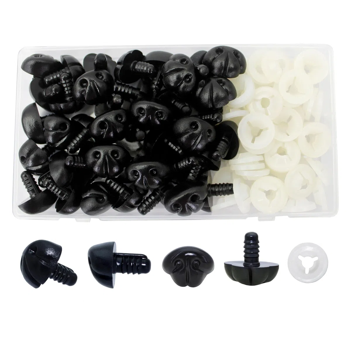 Naso di sicurezza per cani, in plastica nera, per animali di peluche, fai da te, 50 pezzi, 16 x 19 mm