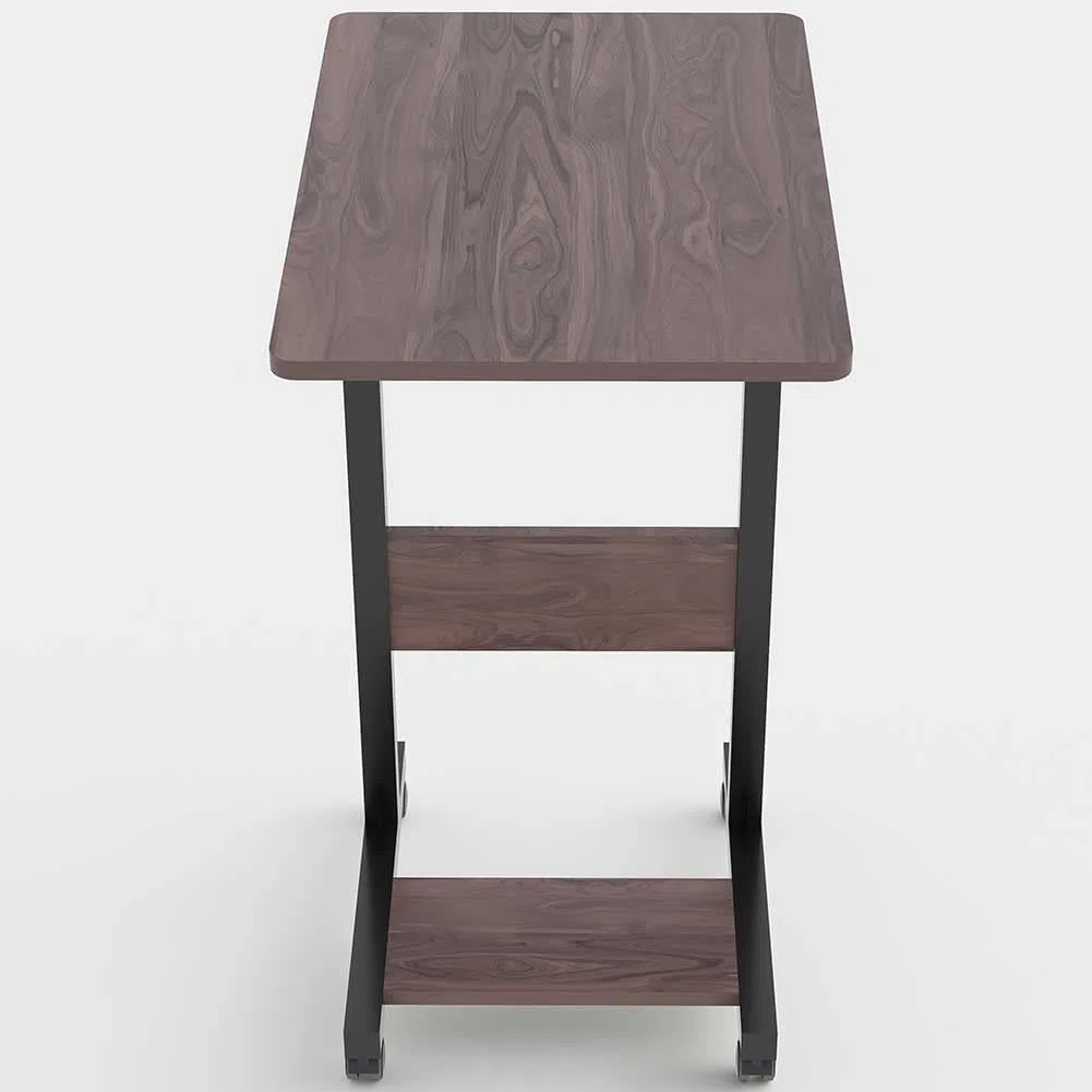 BAKAJI Scrivania Tavolo da Lavoro Porta Pc Computer Altezza Regolabile Tavolino Letto Divano con Piano e Ripiano Inferiore in Legno MDF Struttura Metallo Design Moderno 60 x 40 x 86 cm (Noce)