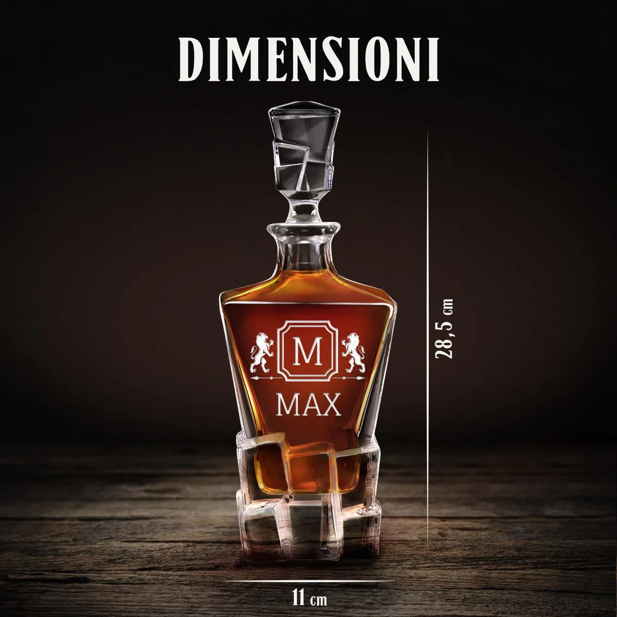 Maverton Caraffa in vetro per whisky - ideale per alcolici e liquori - 950 ml - incisione personalizzata - unica per l’ uomo - ottima per acqua - pensiero speciale per Lui - iniziale