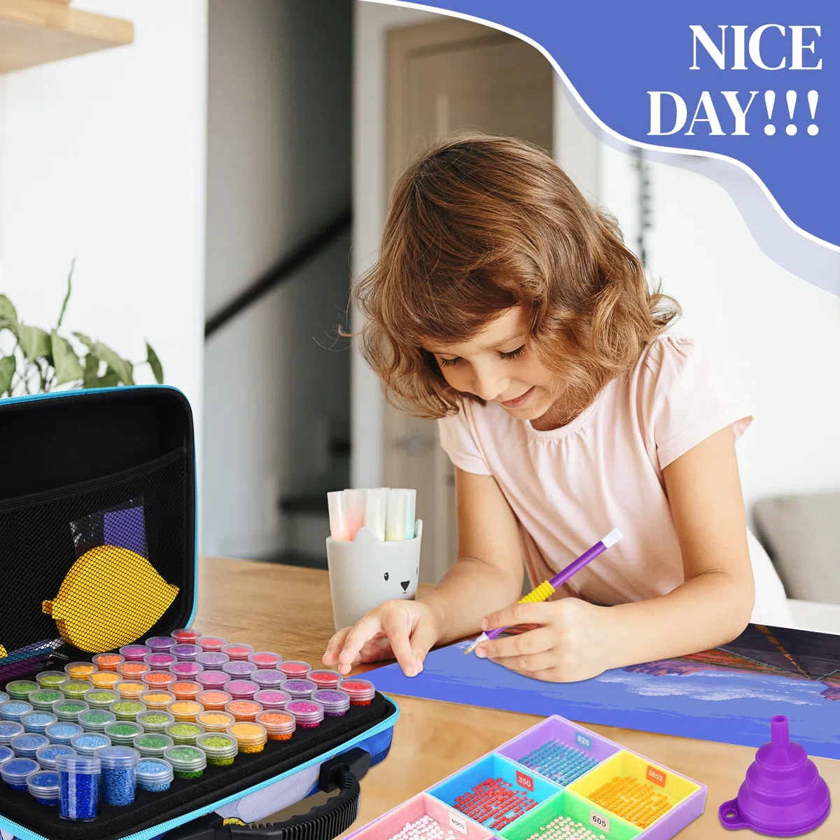 Diamond Painting Kit Completo,70 Slots Diamond Painting Accessori,5D Pittura Diamante Kit per pittura con trass,perle,artigianato fai da te