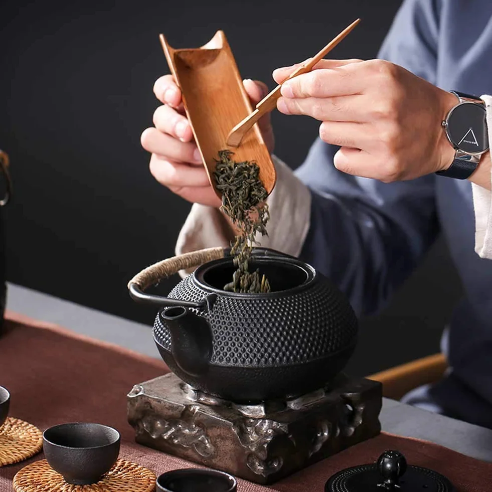 Teiera in Ghisa per tè Giapponese Bollitore con Infusore in Acciaio Inox, Nero, 0.8L (800ml)