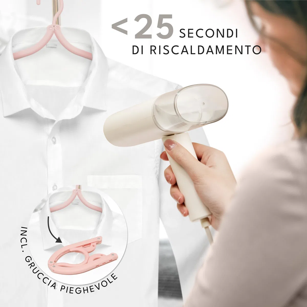 LEBENLANG Ferro da stiro da viaggio - Compatta pieghevole & Incl.con set da viaggio I Ferro da stiro verticale & Portatile Stiratore verticale Stirella a vapore