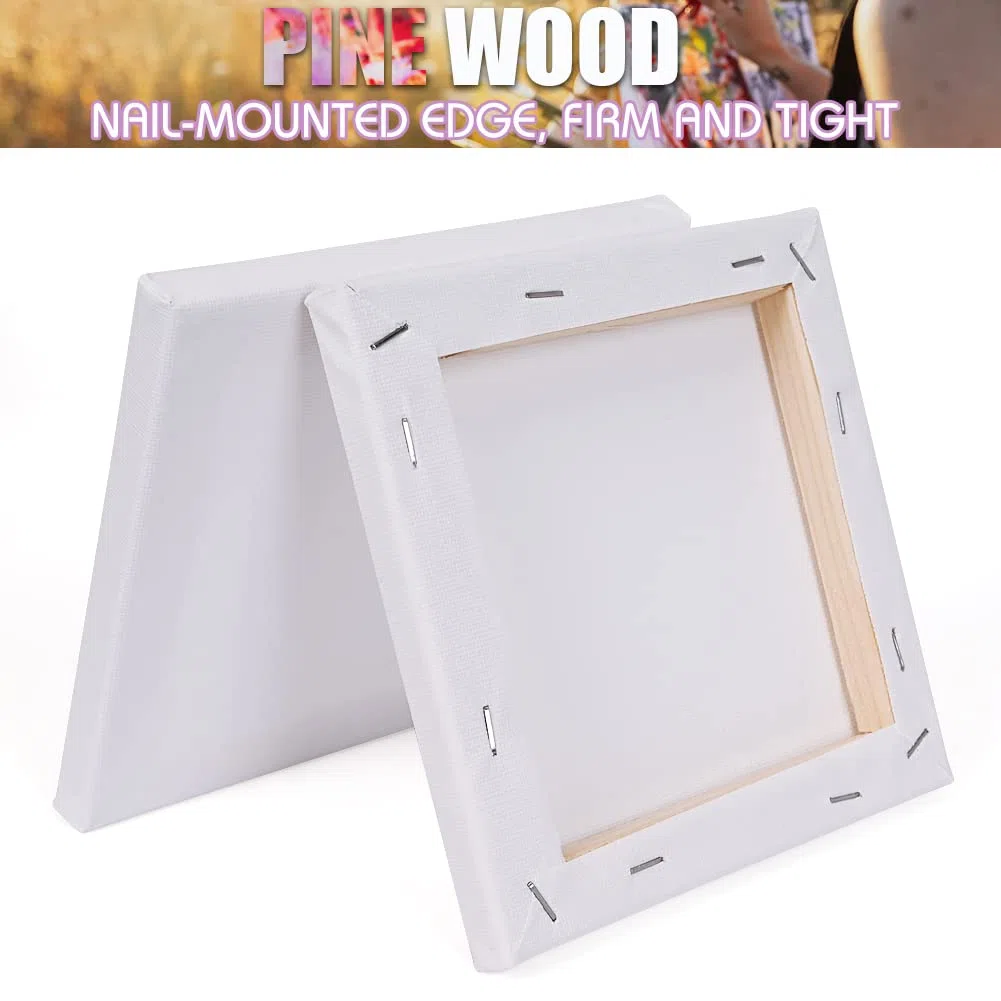 HOTOOLME 15x15cm Tele Intelaiate 16pz per Pittura per Artisti, Tele Prestirate 100% Cotone, Prive di acidi, Per Dipingere, ad Acrilici, Pittura ad Olio
