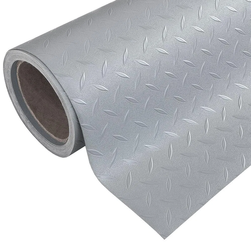 emmevi Rotolo Passatoia Copri Pavimento Gomma Pvc Ruvida Antiscivolo Tappeto Lamiera Isolante Grigia 100x200 cm