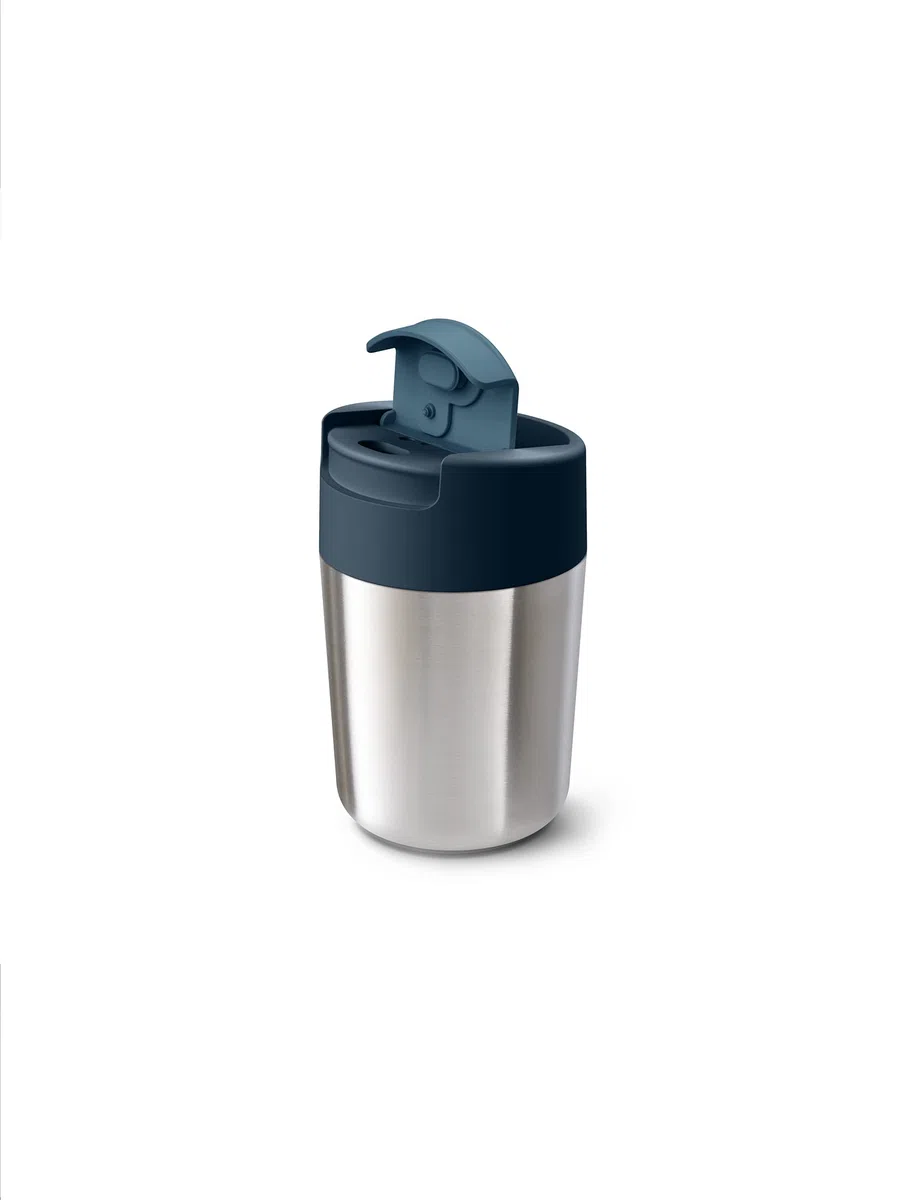 Joseph Joseph Sipp - Tazza da viaggio per caffè e the, Bicchiere termico con coperchio, a prova di perdite, riutilizzabile- 340 ml, Acciaio Inox