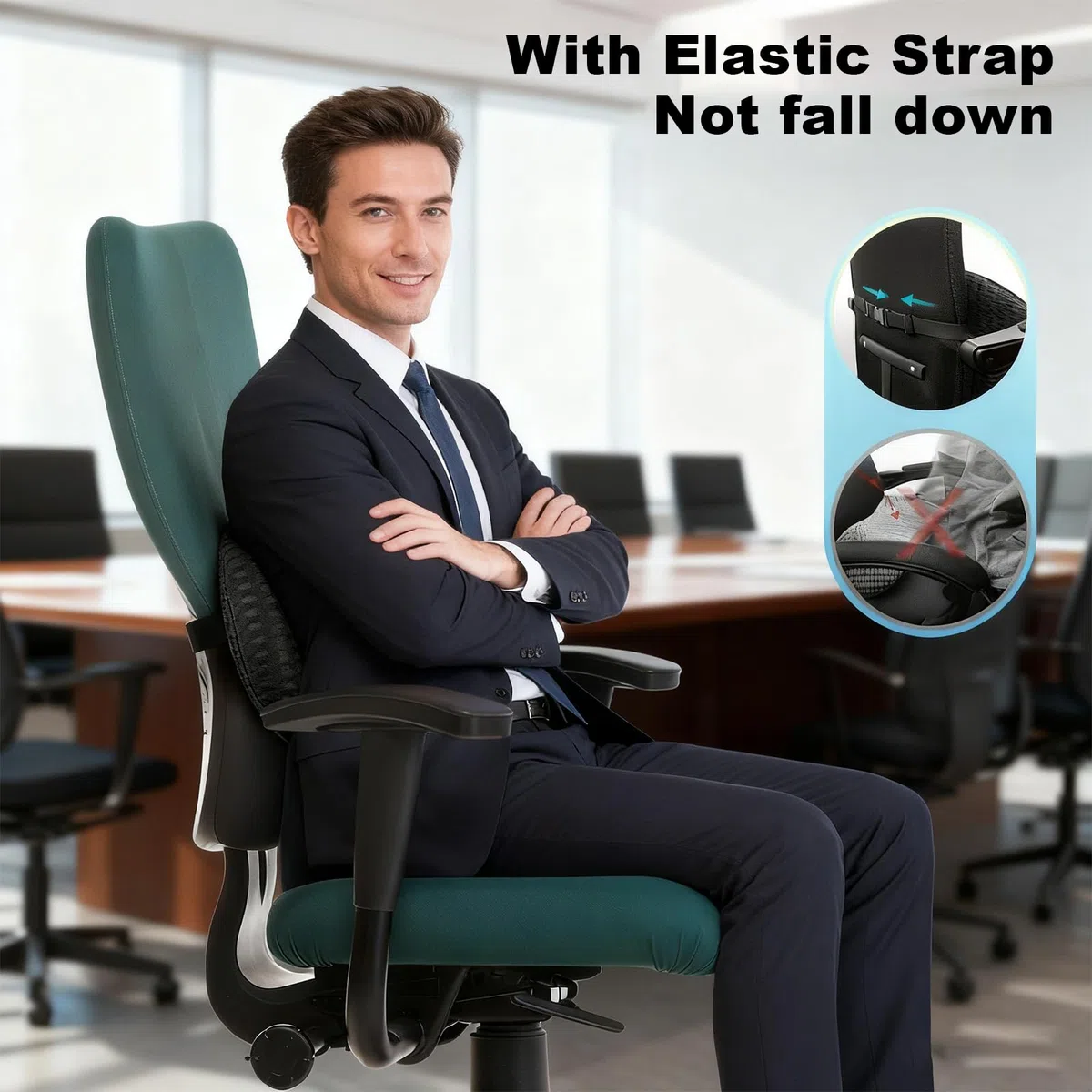 Cuscino Lombare Sedia Ufficio, Supporto Lombare per Auto Letto, Cuscino per Schiena Ergonomico In Memory Foam, Cinghia Regolabile per Divano, Rete Traspirante 4D, per Divano, Letto e Casa
