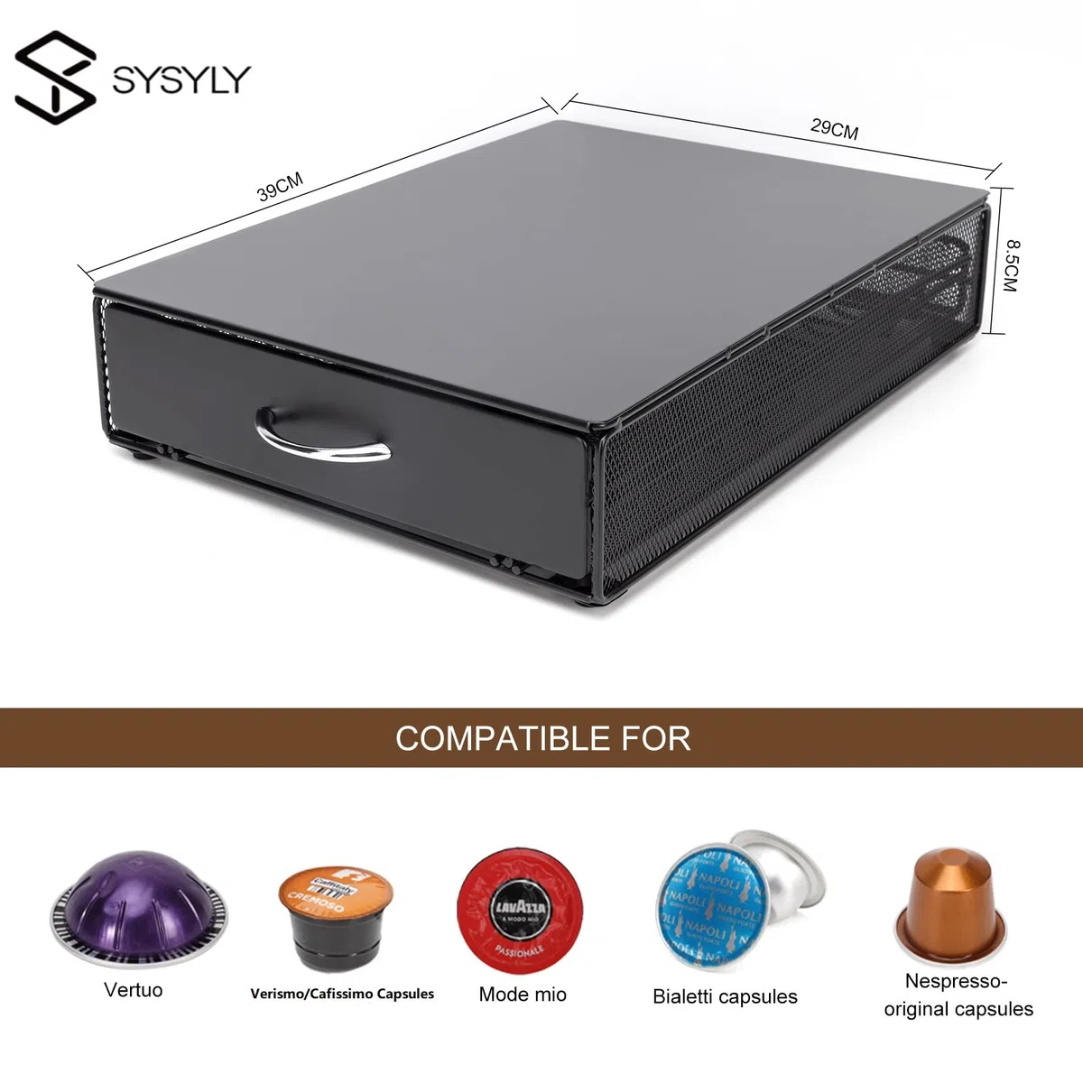 Cassetto Porta Cialde caffè,Porta Capsule per caffè Compatibile con Bialetti,Nespresso Vertuo,Lavazza Blue(40pezzi),Nero