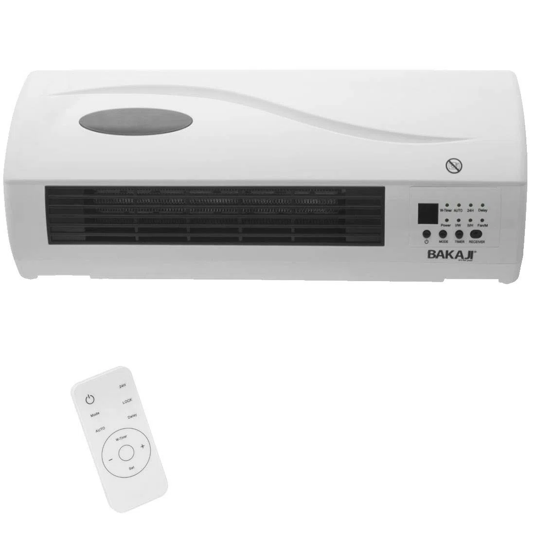 Termoventilatore Ceramico Elettrico a parete Montaggio a muro con Telecomando 2 Livelli di Potenza Selezionabili 1000W / 2000W, Display LED e Funzione Timer 24H e Funzione Ventilatore,Bianco