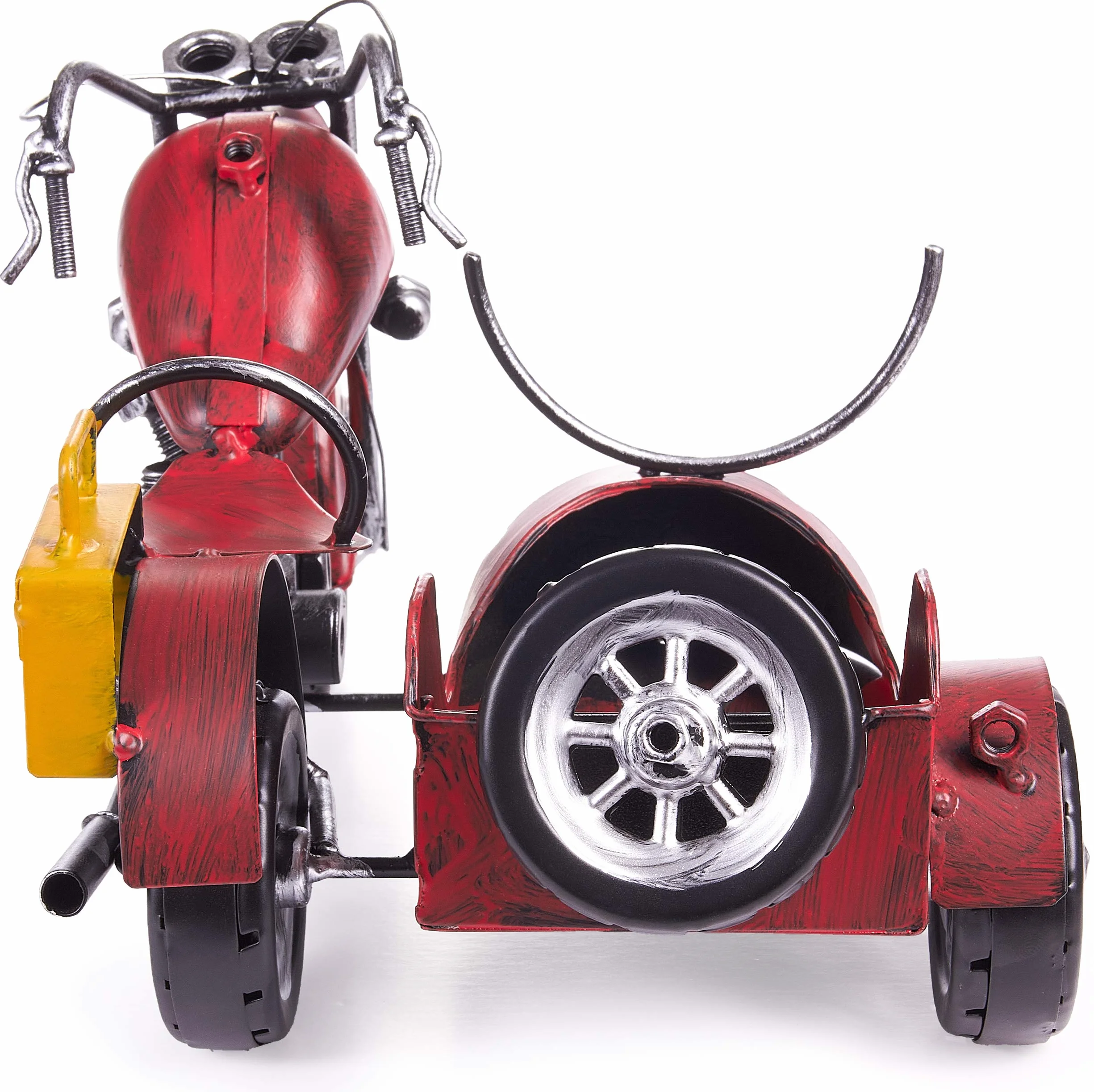 Brubaker Portabottiglie per Vino - Motocicletta con Sidecar Rosso - Decorazione in Metallo - Portabottiglie con Biglietto d'Auguri - Regalo del Vino