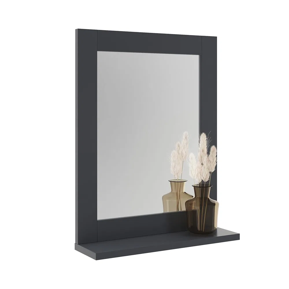 Vicco Specchio da bagno Vilda, Grigio, 40 x 50 cm, per la conservazione di accessori da bagno e prodotti per la cura