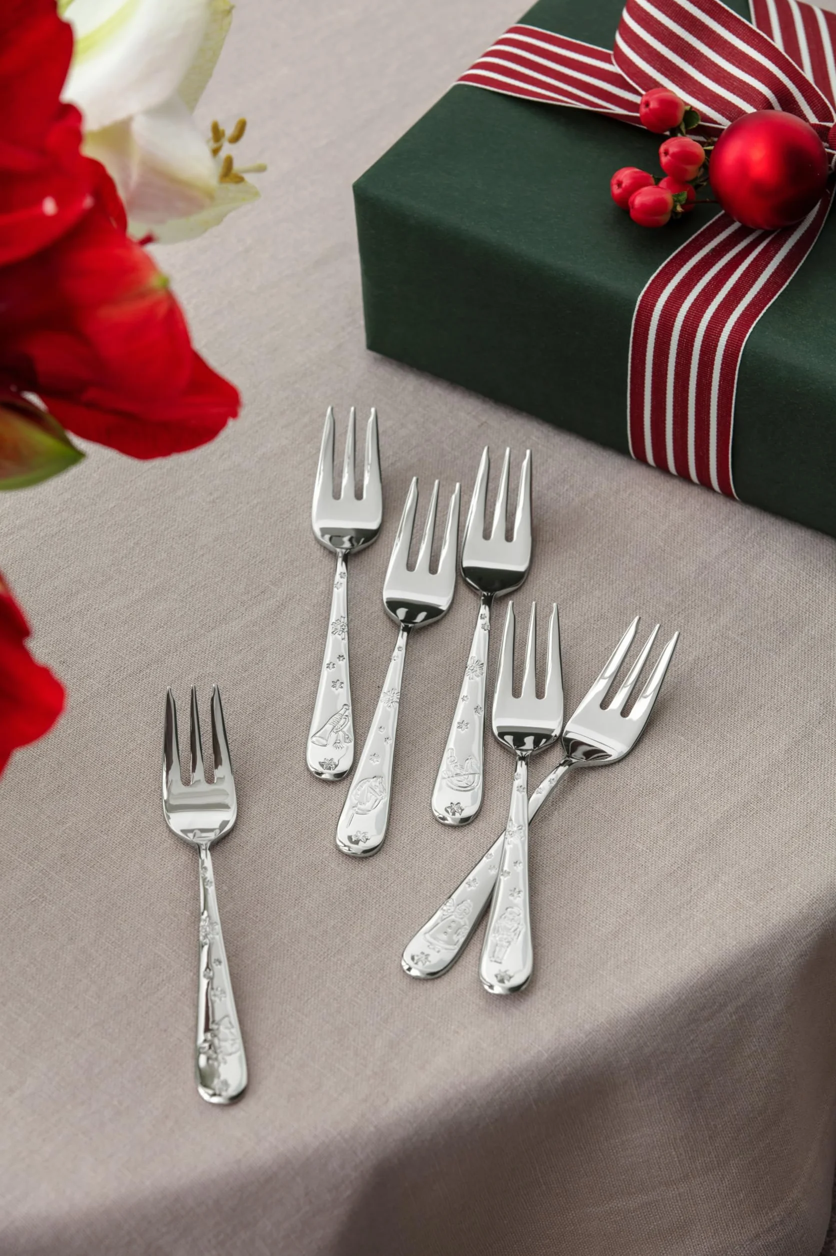 Villeroy & Boch - Toy’s Delight set di forchettine da dolce 6 pezzi argento, lavabile in lavastoviglie, posate in platino, set posate per 6 persone, forchette dessert, forchette piccole, acciaio inox