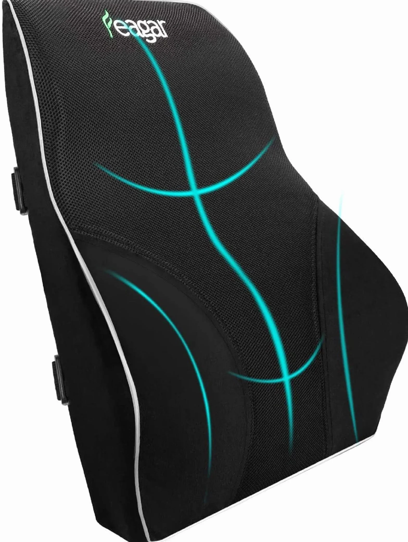 Feagar Cuscino Lombare, Postura, Schiena per Auto Ufficio Divano Sedia a Rotelle, con Rivestimento Removibile e Lavabile, Cinghie Regolabili, Nero
